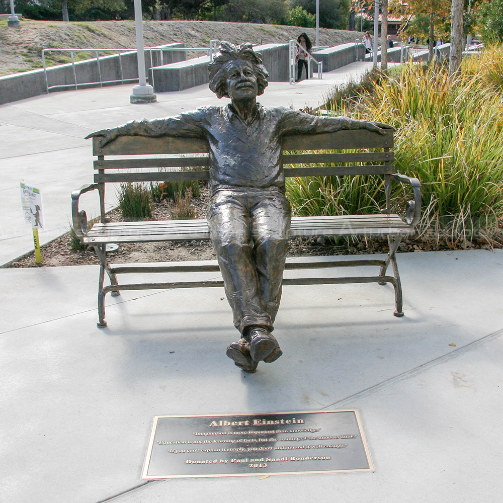 Albert Einstein Statue on Bench bronze sculpture