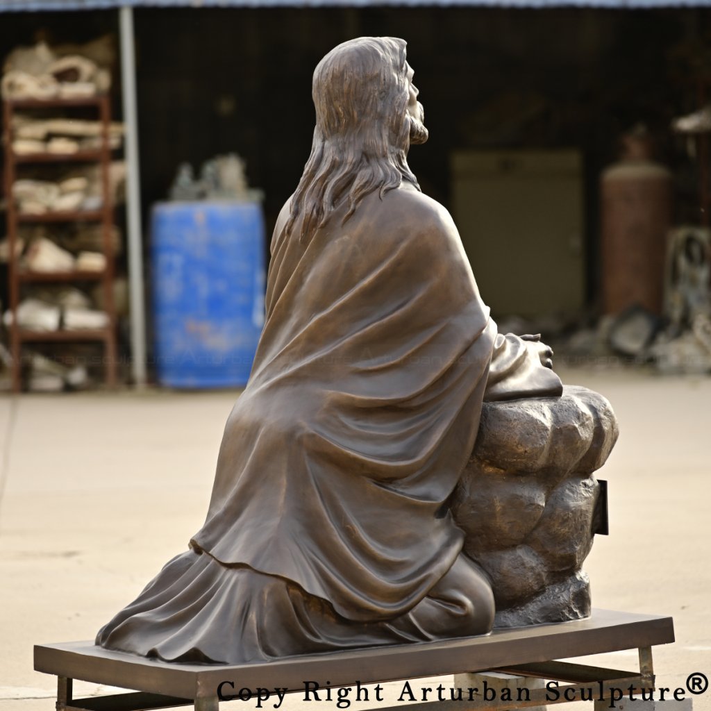 Back drapery view of Gethsemane Jesus statue for sale
