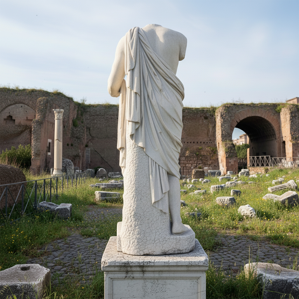 Back view Headless Roman marble Statue