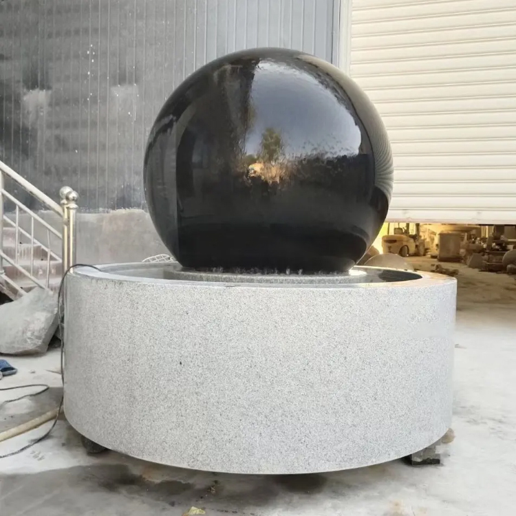 Black Stone Ball Water Fountain outdoor