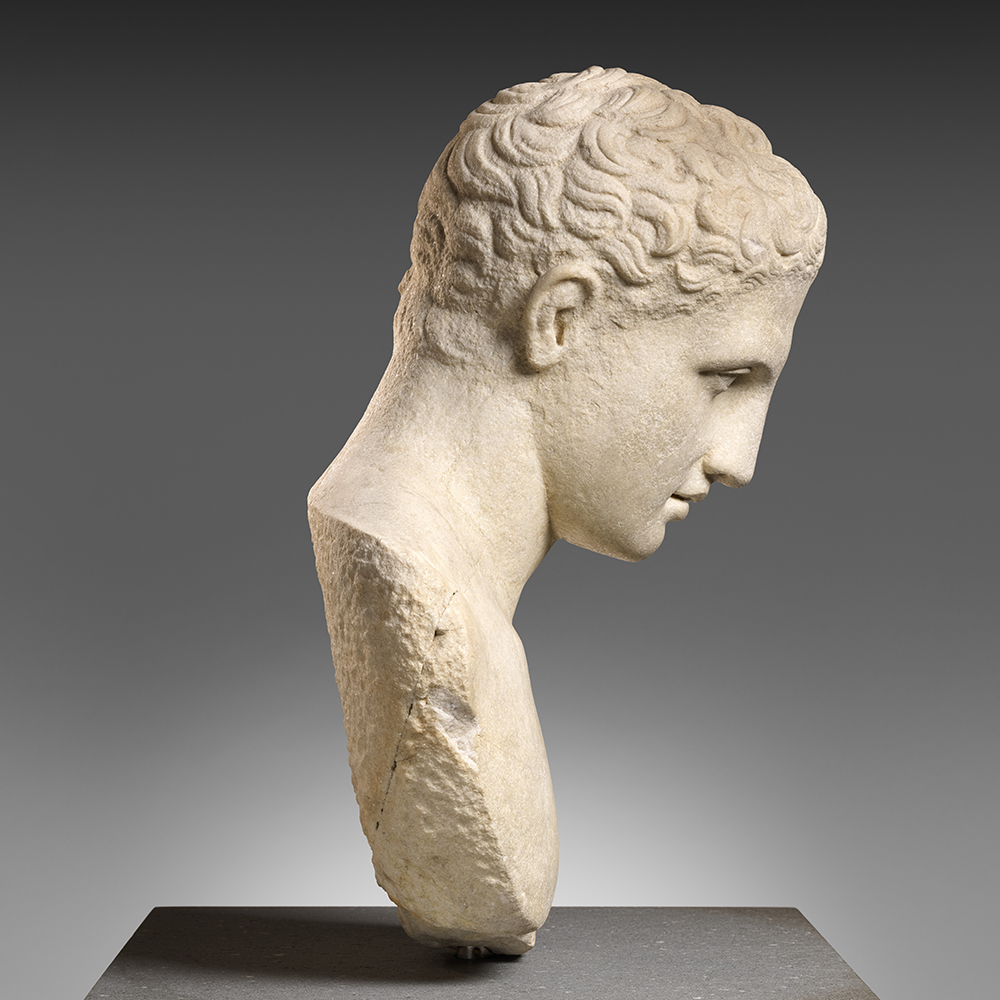 Broken Roman marble Bust side view