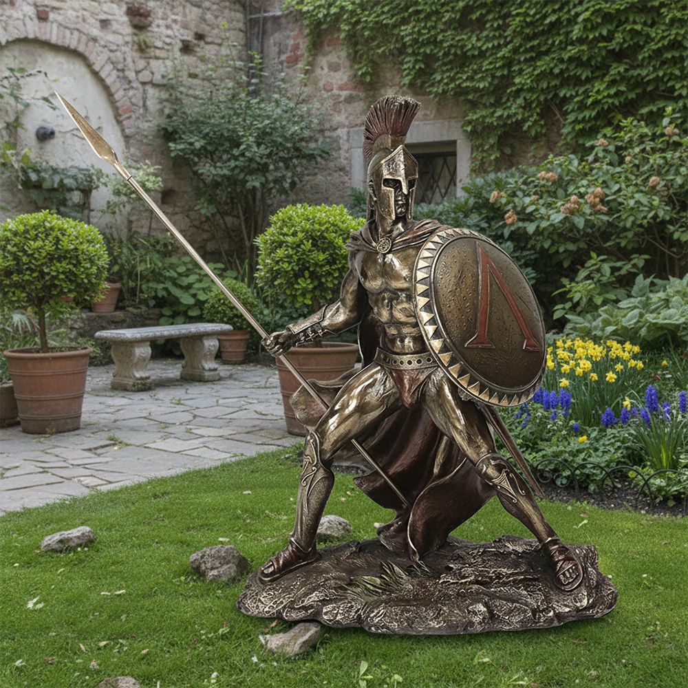 Bronze Hoplite Sculpture warrior with shield