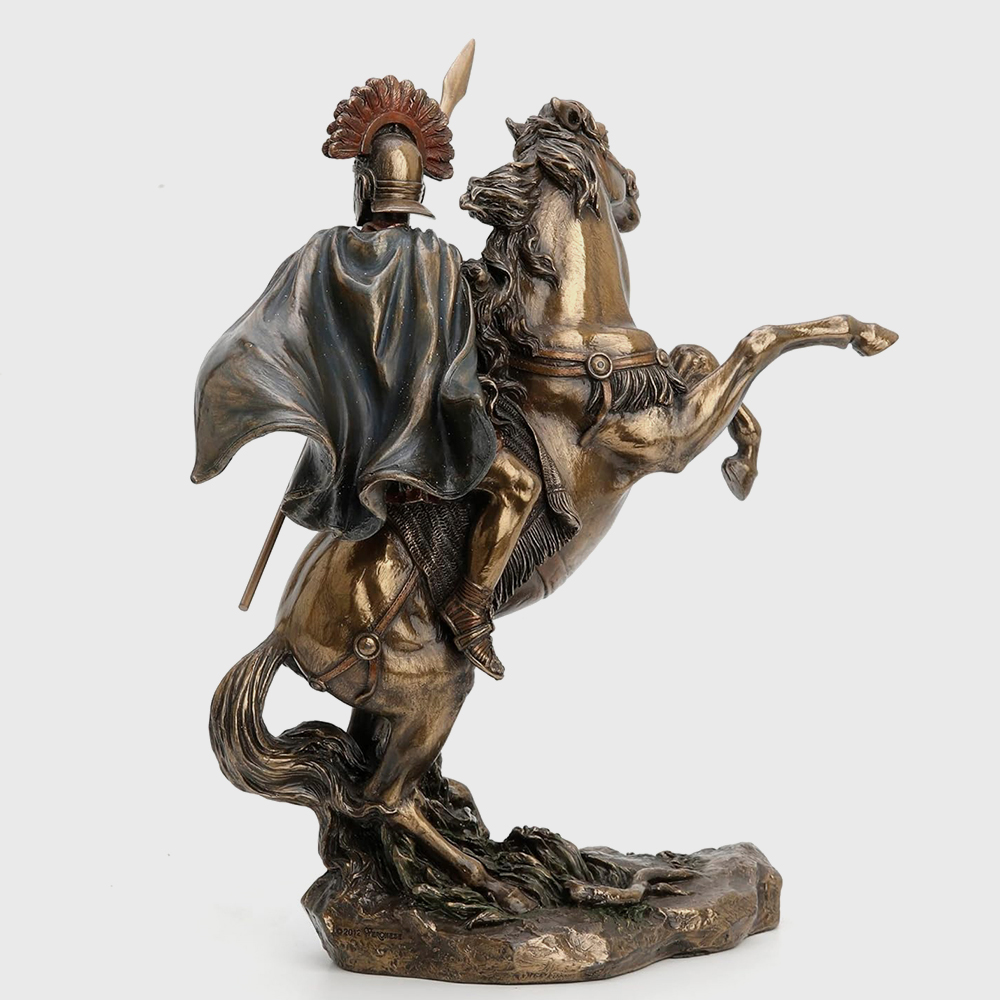 Bronze Roman Centurion on Horse Statue side