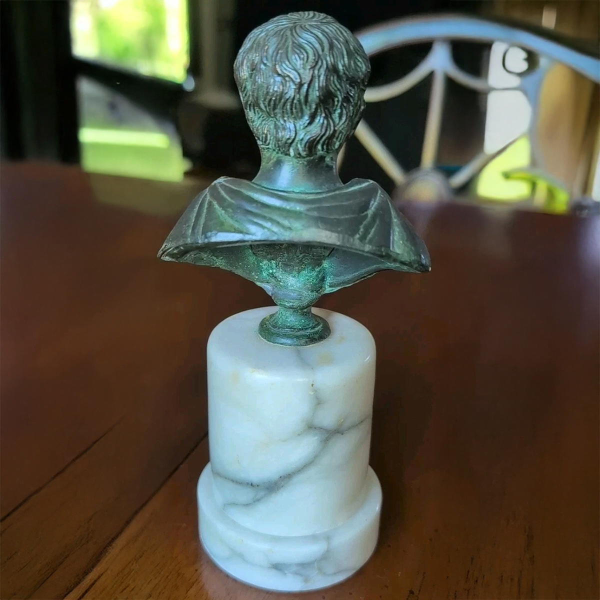 Bronze Roman Portrait Bust of a Man back