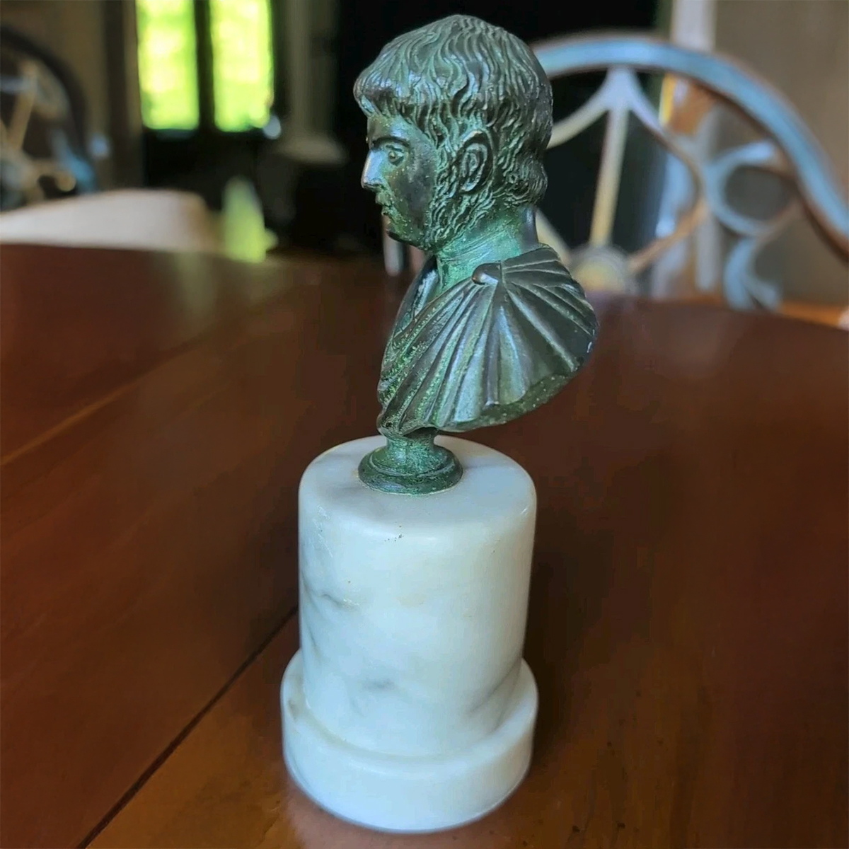 Bronze Roman Portrait Bust of a Man side