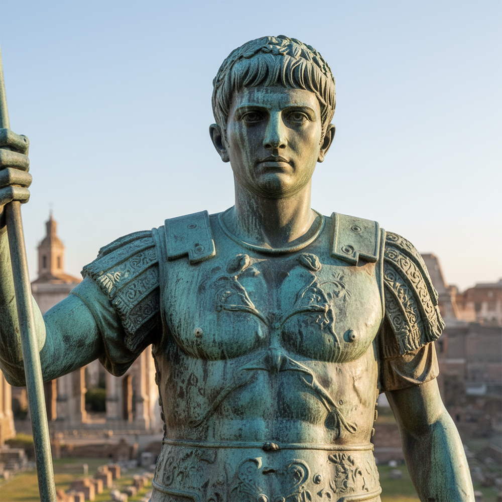Bronze Roman Soldier bronze armor closeup