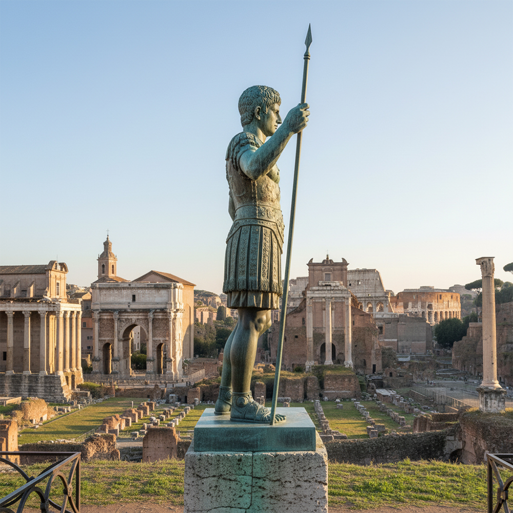 Bronze Roman Soldier bronze side profile