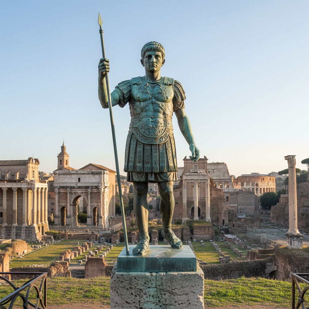 Bronze Roman Soldier standing statue