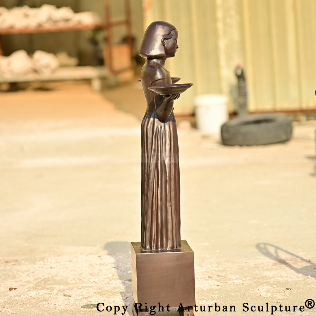 Bronze Savannah bird girl statue replica garden