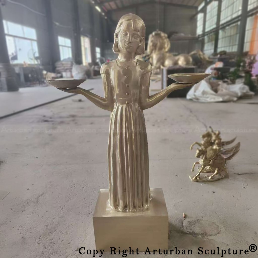 Bronze Savannah bird girl statue replica polishing