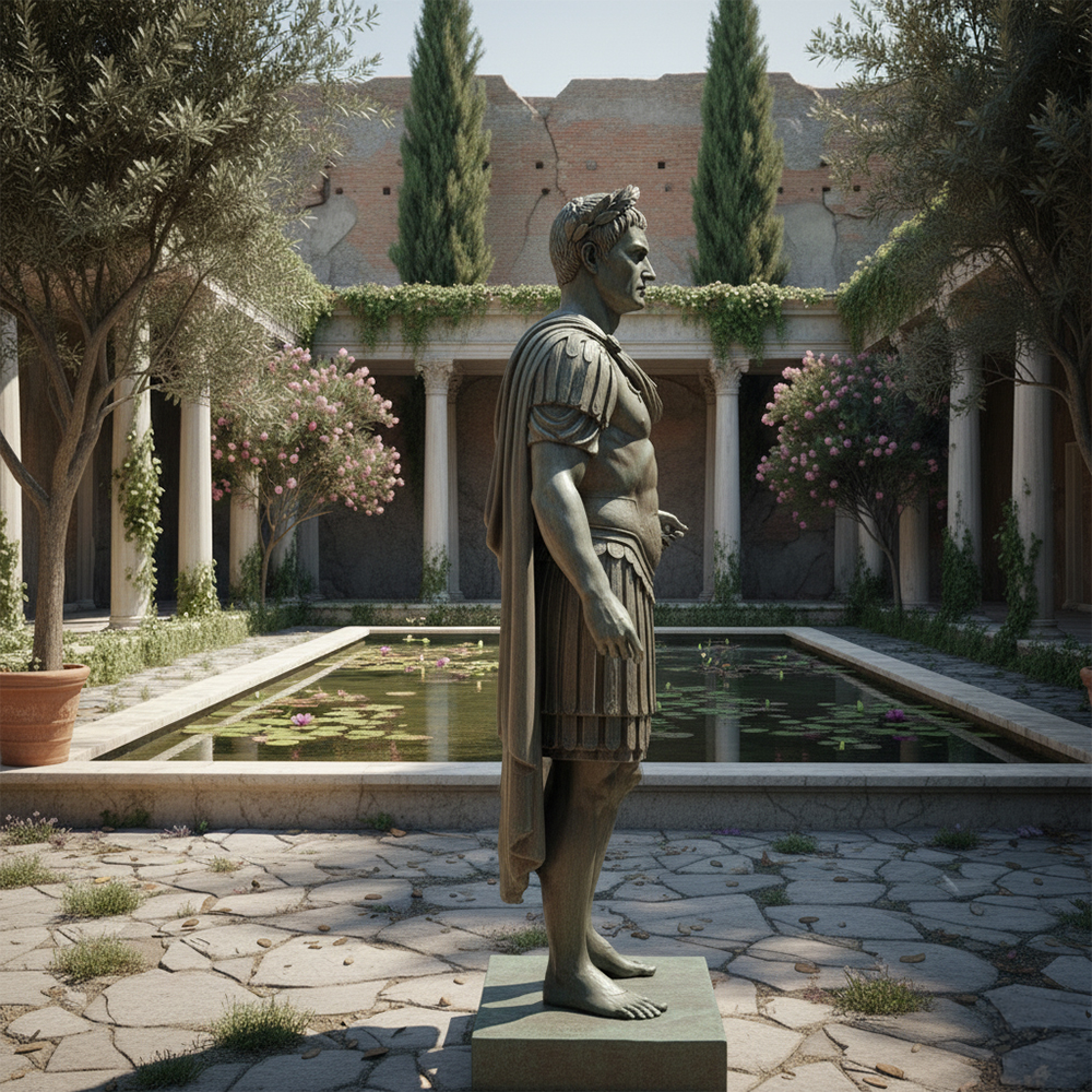 Julius Caesar Bronze Statue side view