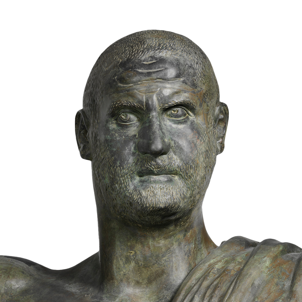 Bronze Statue of the Emperor Trebonianus Gallus head