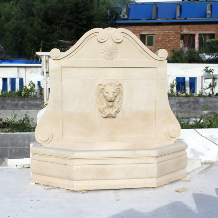 Classic Marble Lion Head Wall Mounted Water Feature
