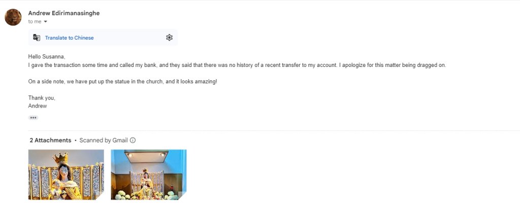 Customer review of Our Lady of Mount Carmel Statue