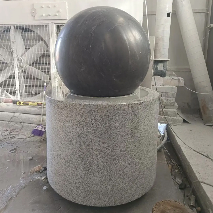 Dark Stone Spinning Ball Water Fountain