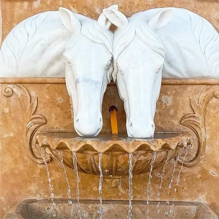 Double Horse Head Fountain marble water