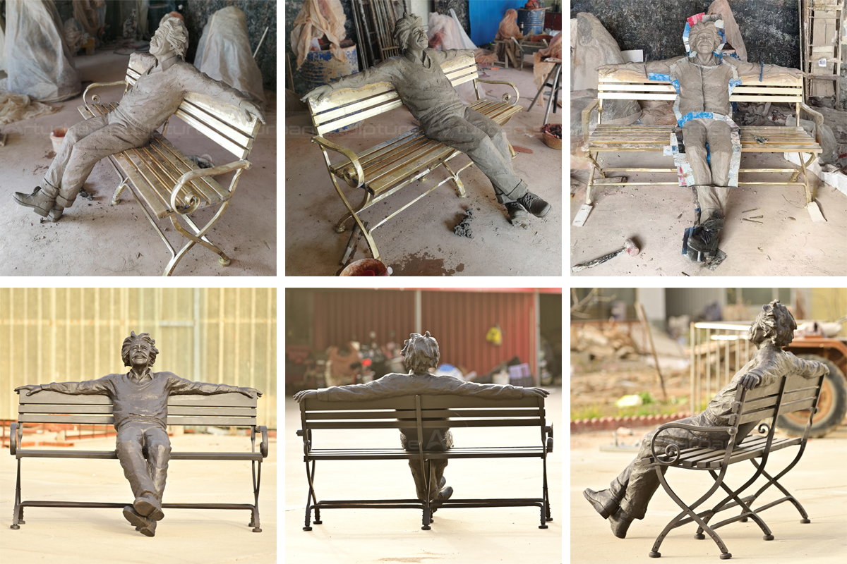 Einstein Statue on Bench bronze making
