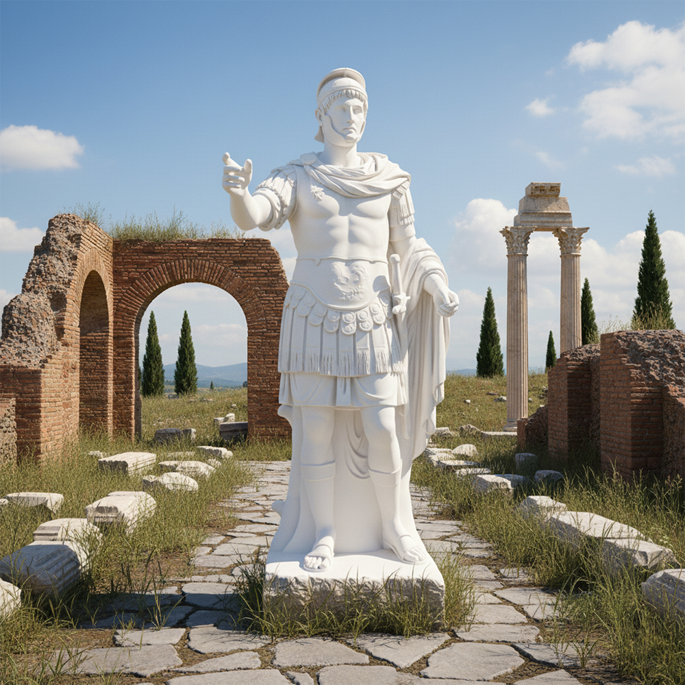 Front marble Roman General Statue