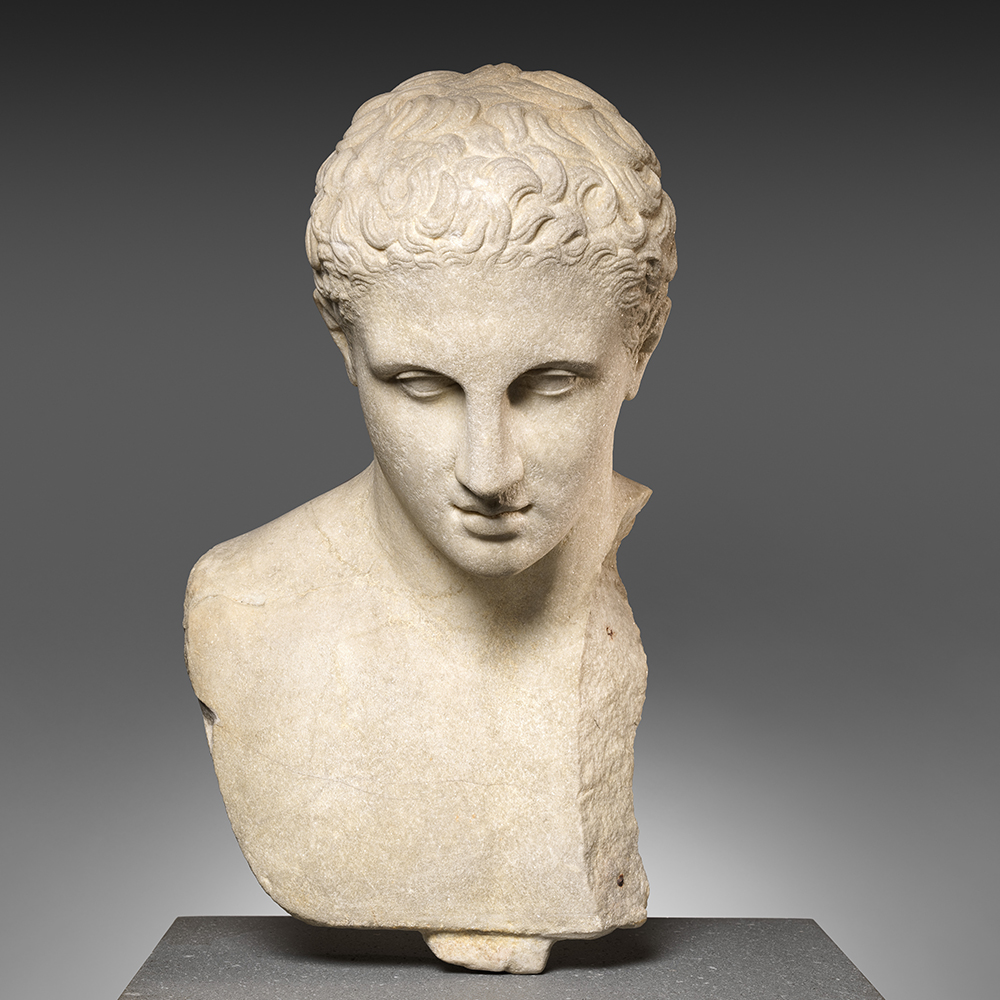 Front view Broken Roman marble Bust