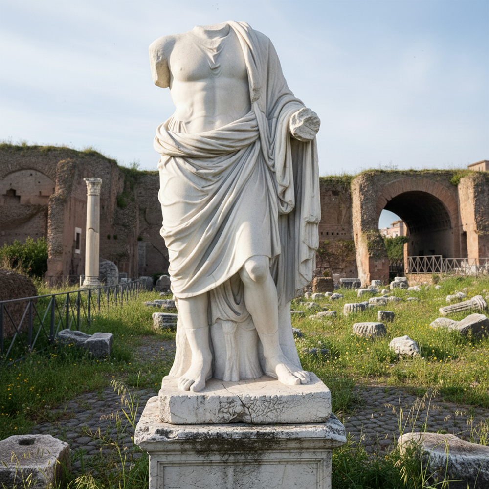 Front view Headless Roman marble Statue