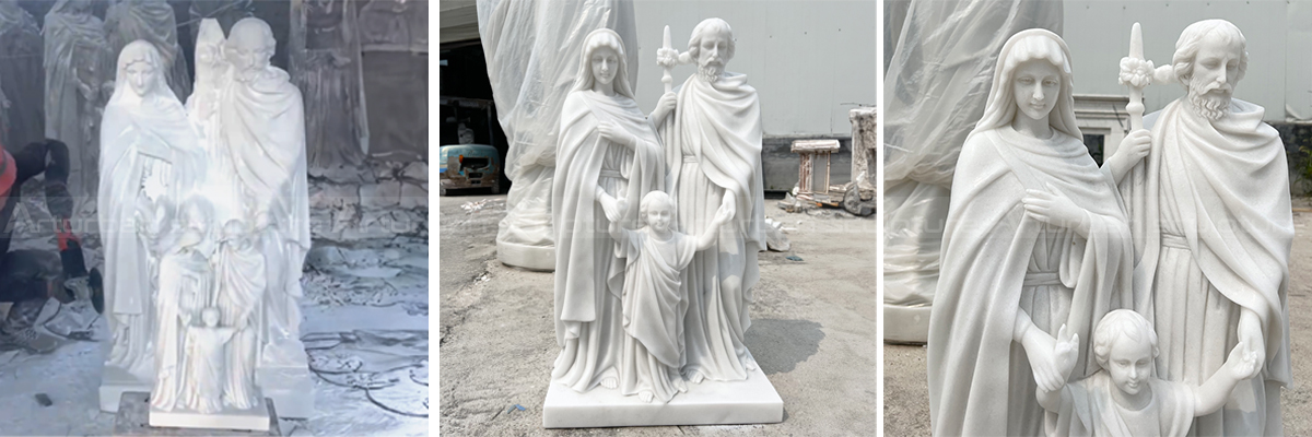 Large Holy Family Statue marble details