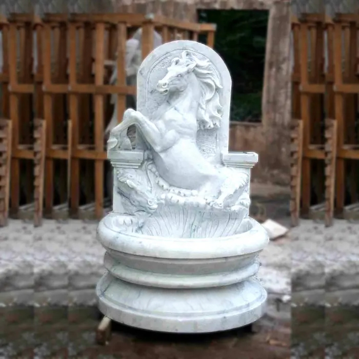 Horse Wall Fountain Outdoor carved in marble