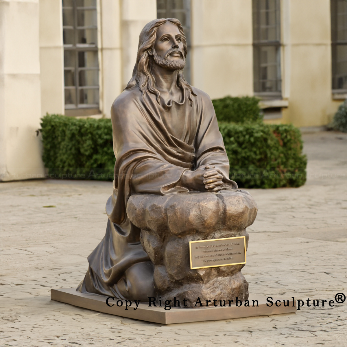 Jesus in Gethsemane Statue bronze outdoor2
