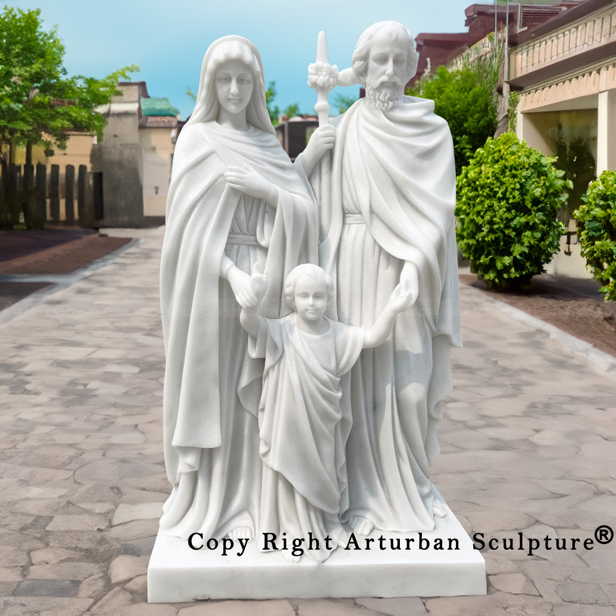 Large Holy Family Statue marble outdoor sculpture