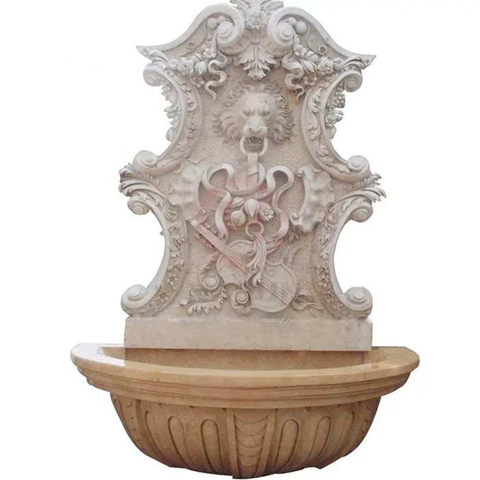 Large Lion Head Water Fountain Marble