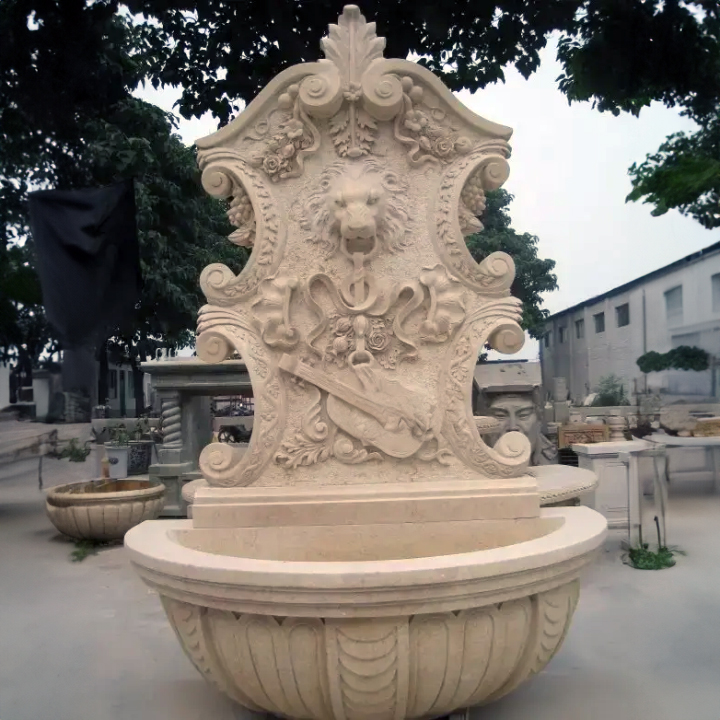 Large Marble Lion Head Water Fountain