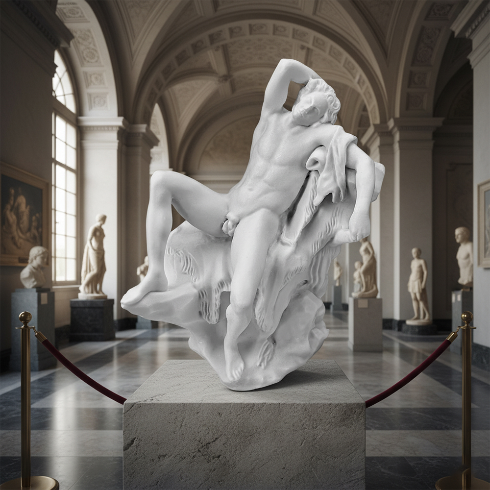 Marble Barberini Faun Replica Display