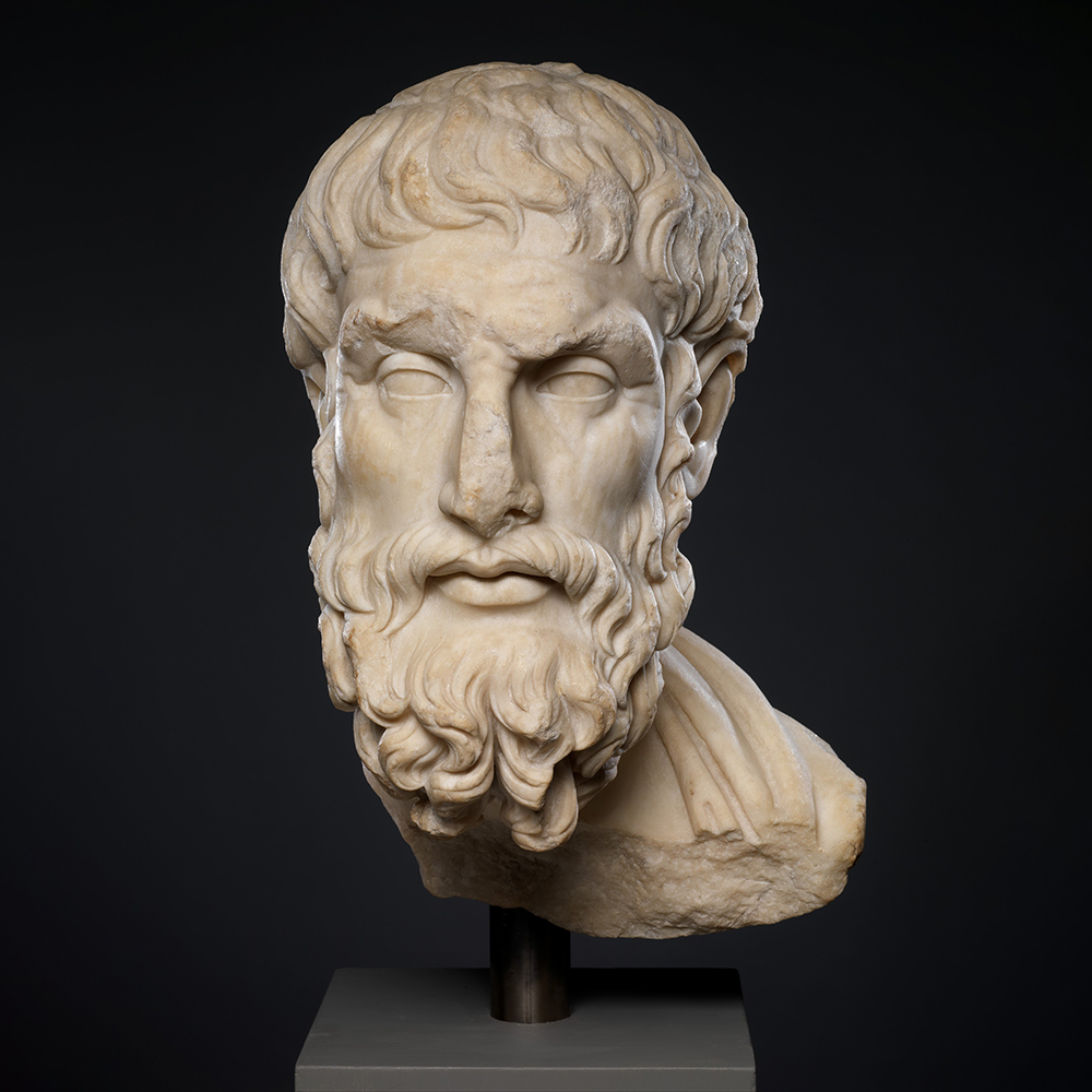 Marble Epicurus Sculpture front view bust