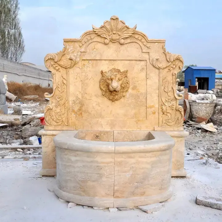 Marble Lion Head Wall Mounted Water Feature