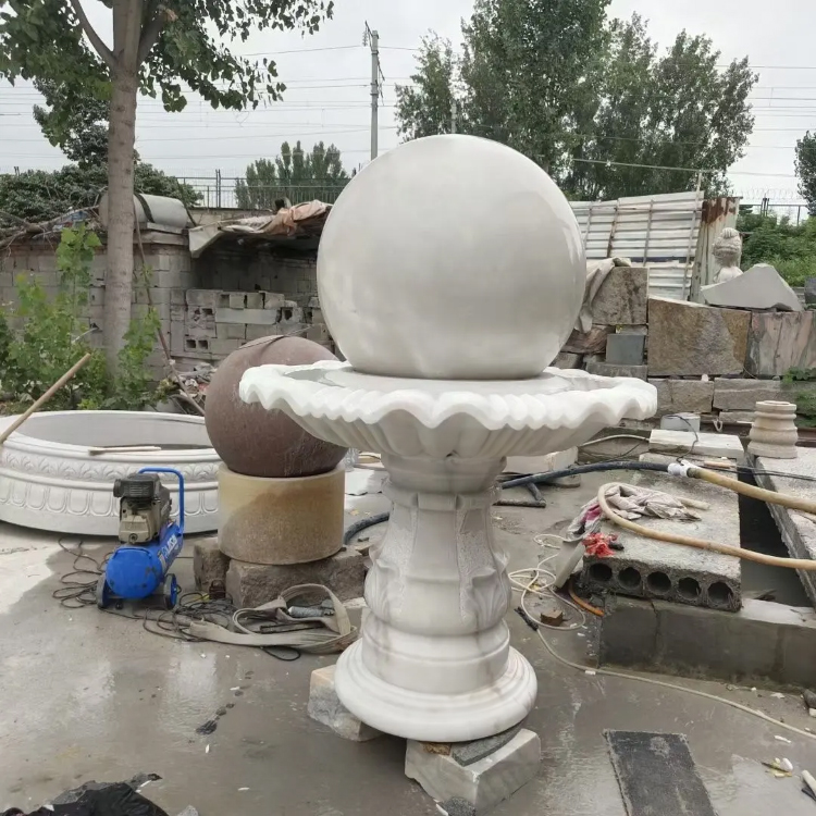 Marble Rolling Ball Water Fountains with pedestal