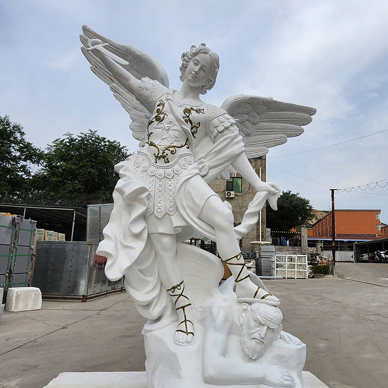 Marble St Michael Garden Statue for Sale outdoor