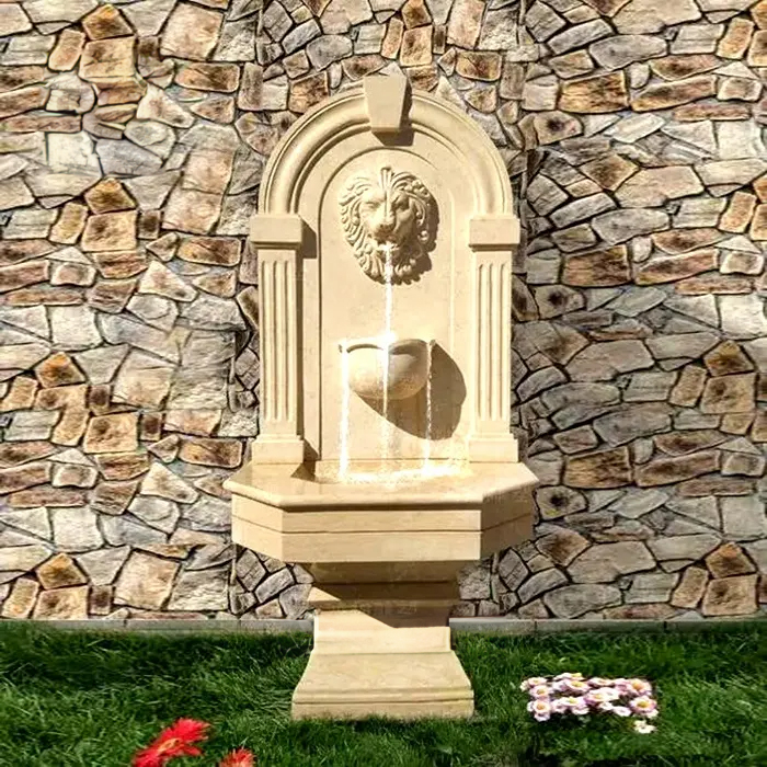 Marble Wall Mounted Lion Head Fountain outdoor