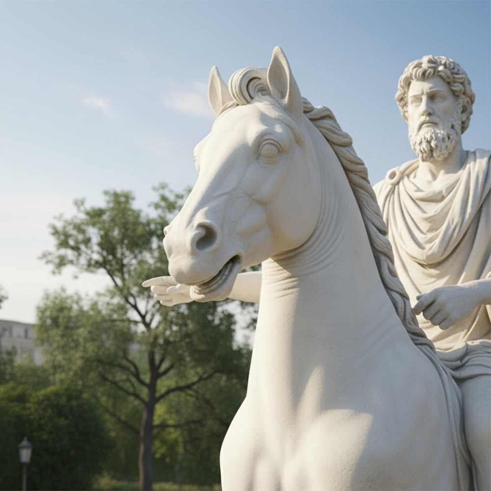 Marcus Aurelius equestrian statue marble detail