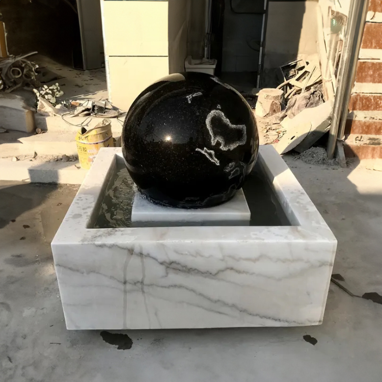 Modern marble Black Ball Fountain sculpture