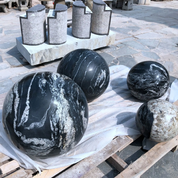 Natural marble Black Ball Fountain sphere