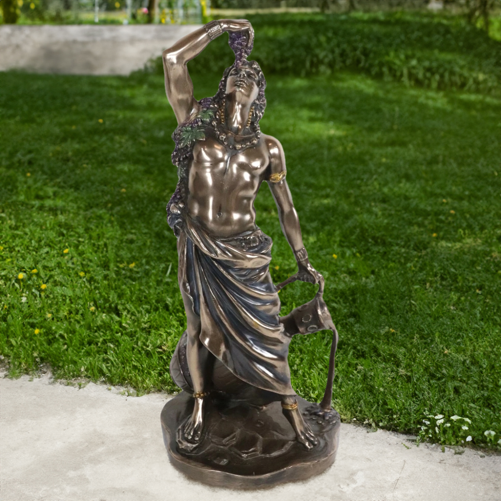 Outdoor bronze Dionysus Figurine raising grapes