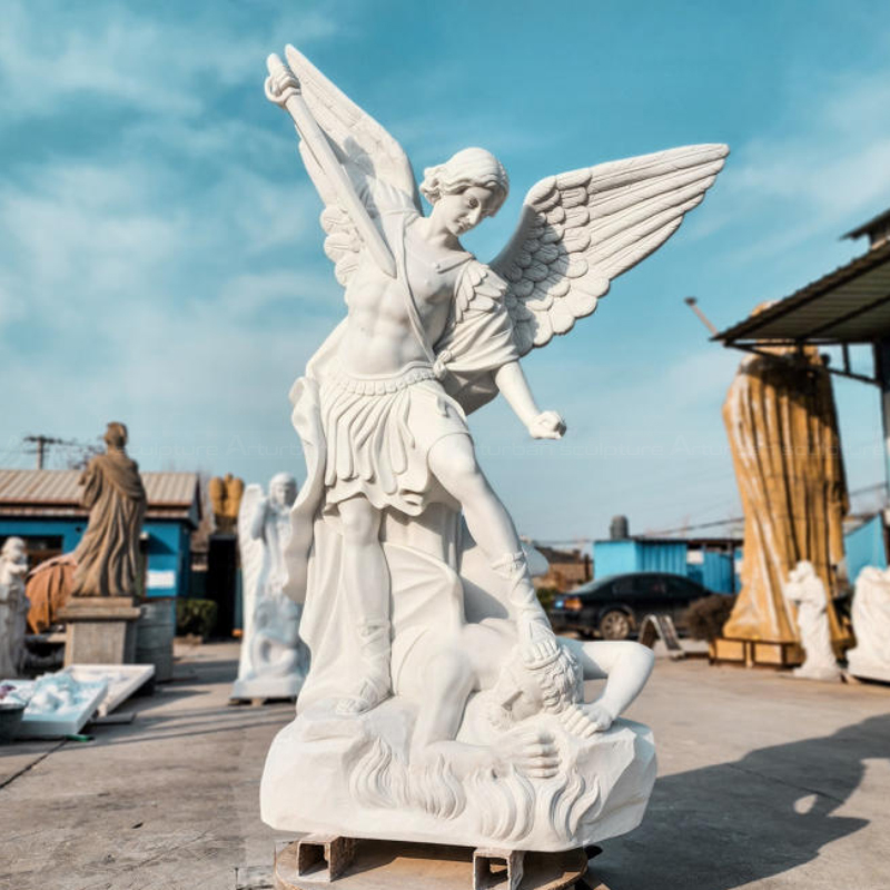 Polished marble St Michael Statue for Garden