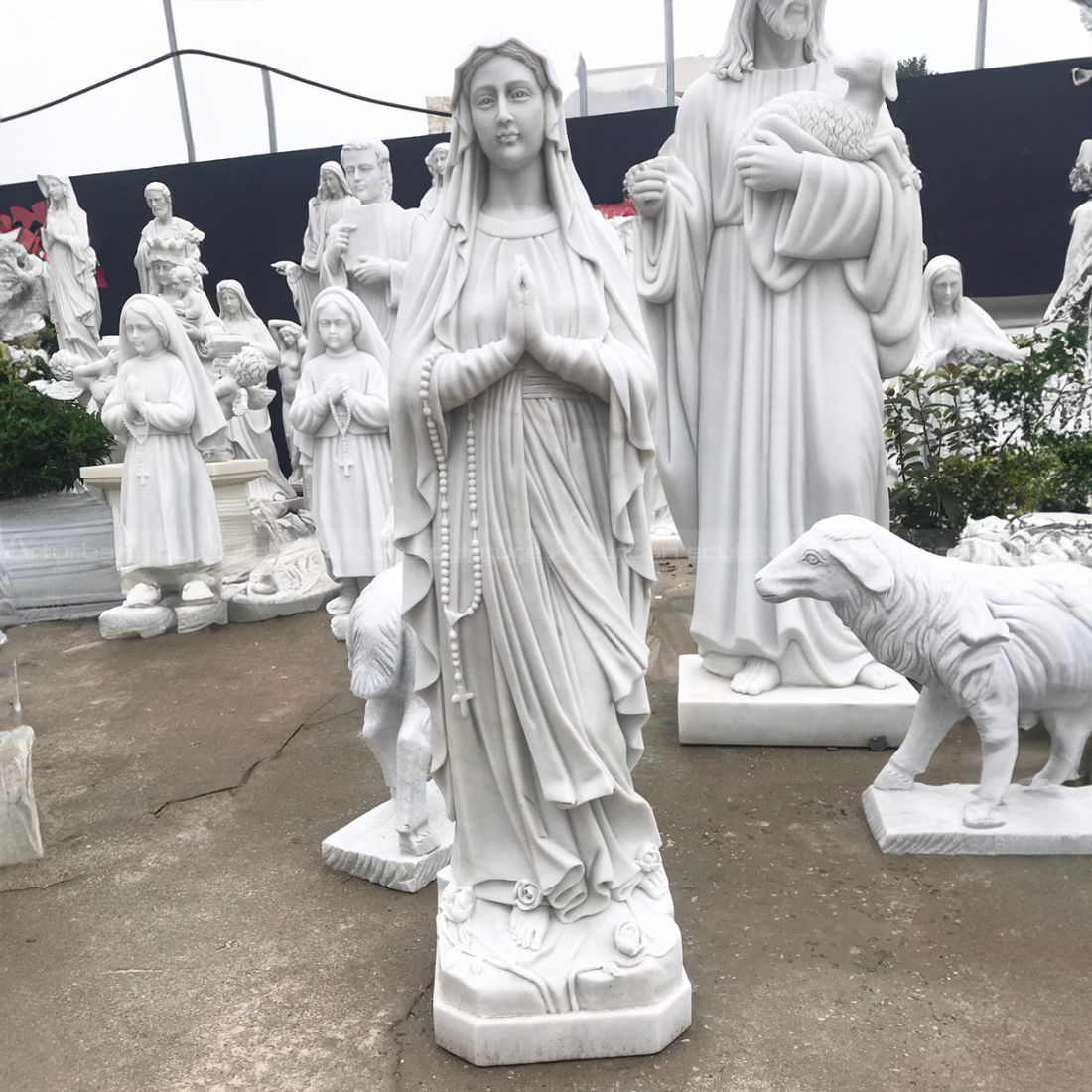 Praying Mother Mary Marble Statue
