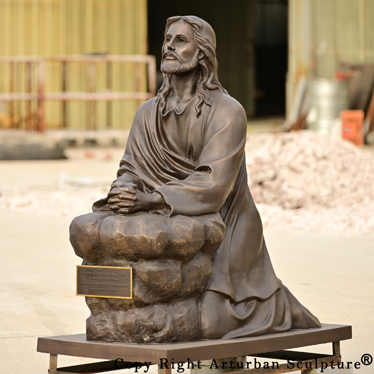 Praying posture bronze Gethsemane Jesus statue for sale