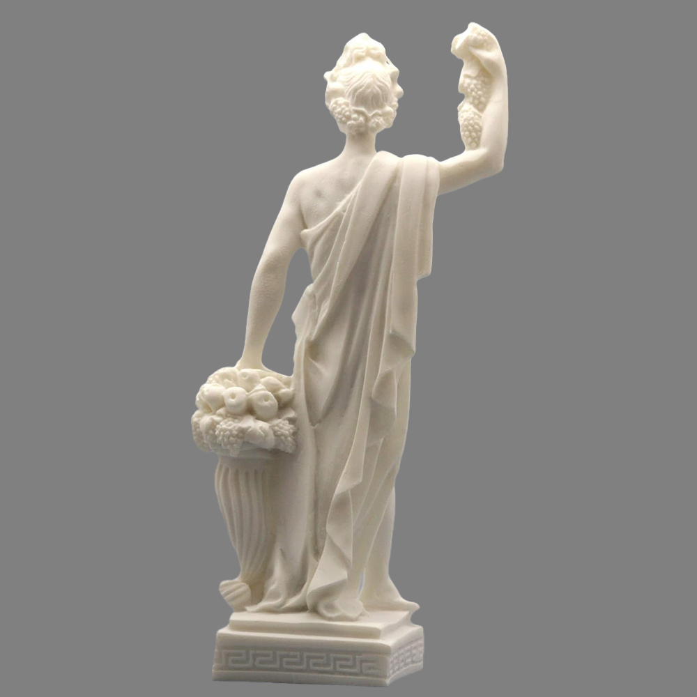 Rear view Marble Statue of Dionysus holding grapes
