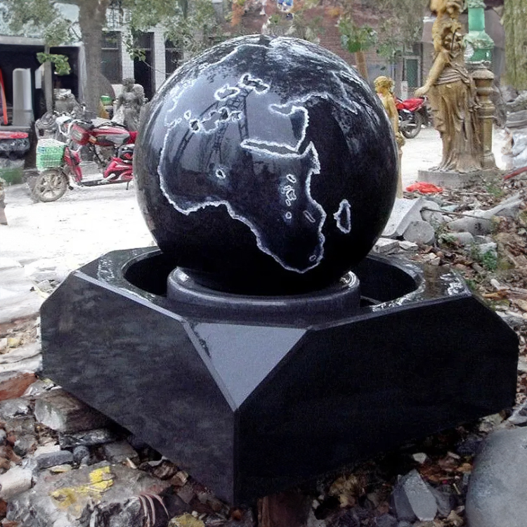 Rotating Ball Water Fountain black stone