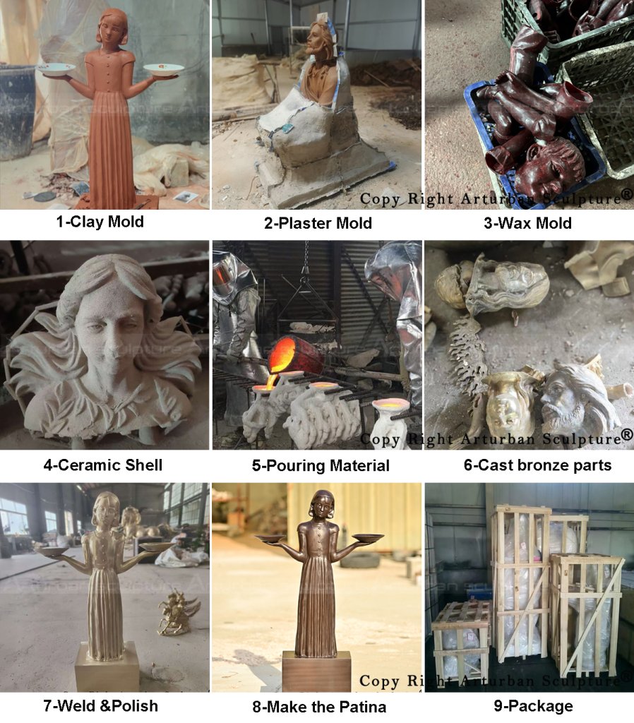 Savannah bird girl statue replica production process