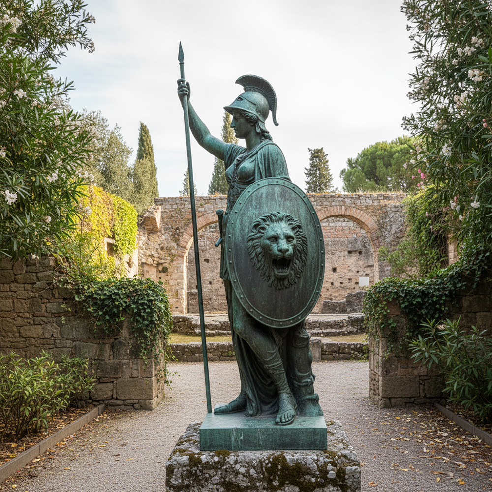 Side bronze Athena Statue Greece