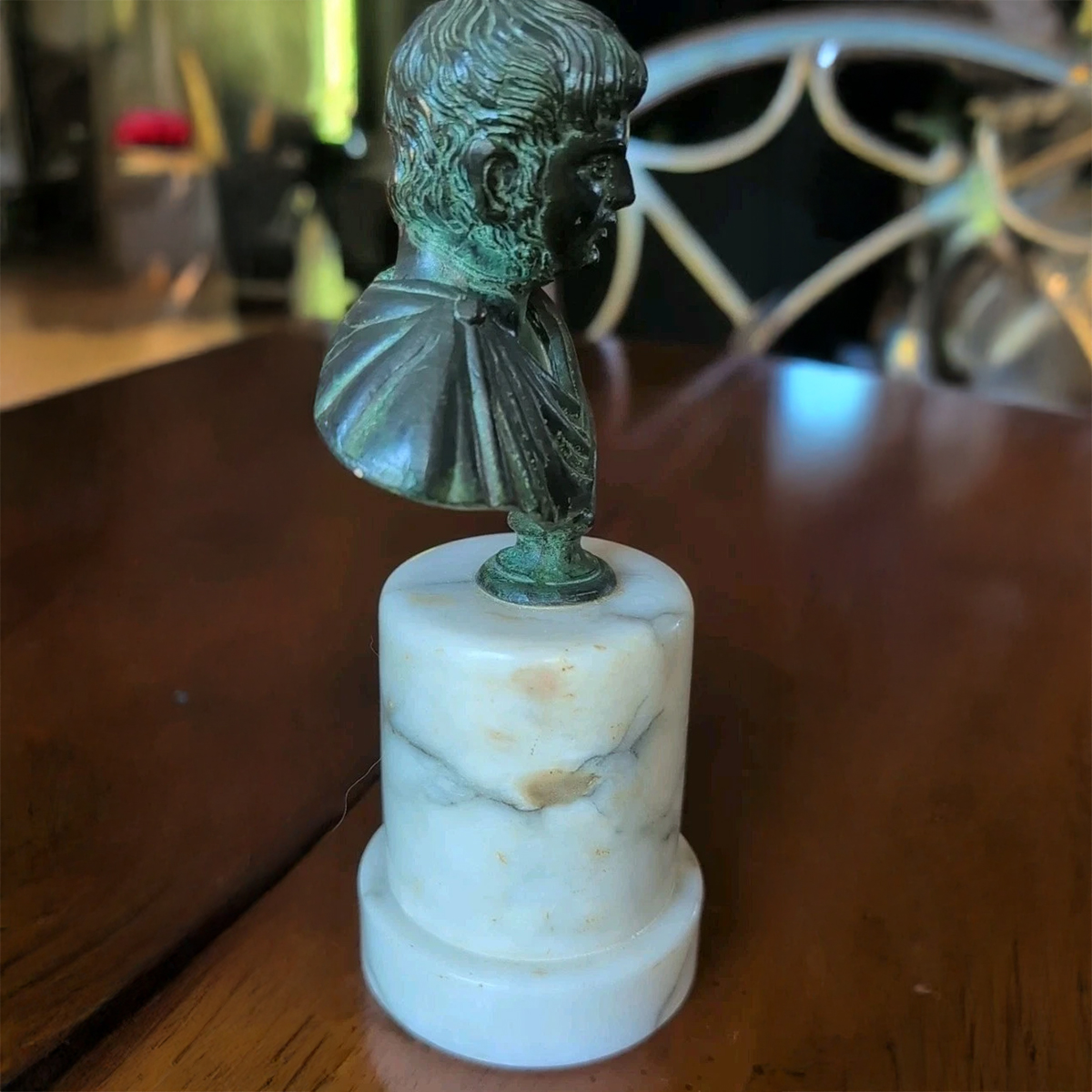 Side view bronze Roman Portrait Bust