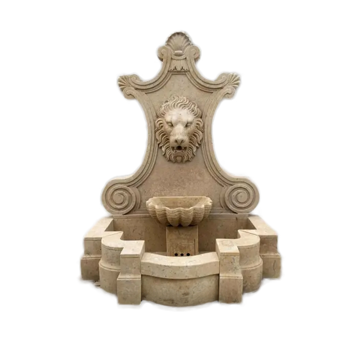 Wall Mounted Lion Head Fountain marble stone