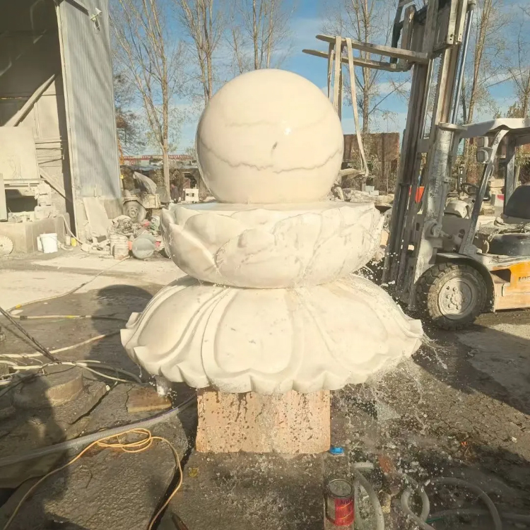 White Marble Rolling Ball Water Fountains outdoor